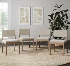 Linus 19 in. Modern Upholstered Dining Chair with Solid Wood Wire-Brushed Legs,