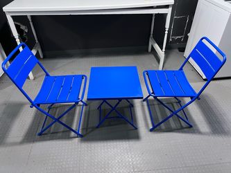 Blue Folding Metal Chair made in Japan