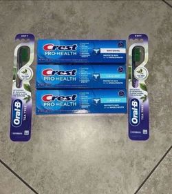Crest Toothpaste, Oral B Toothbrush with Tea Tree Infused Bristles