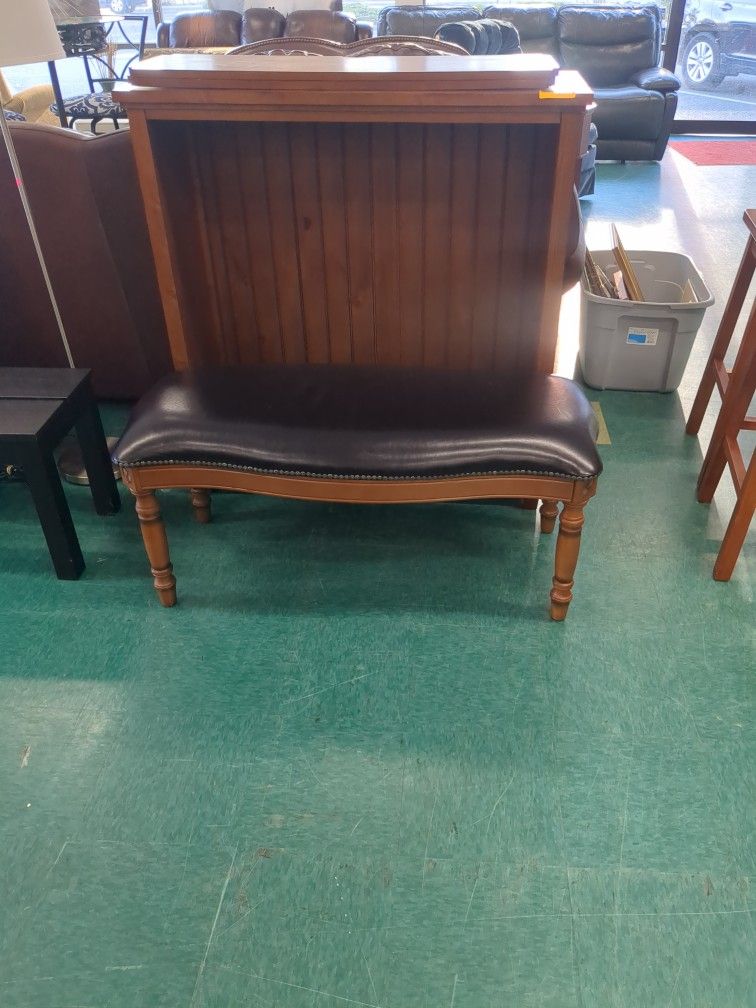 Hobby Lobby Leather And Wood Grommet Nailed Ottoman for Sale in