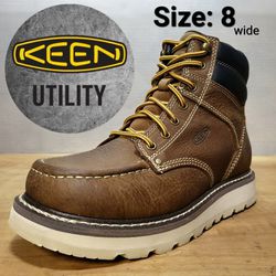 New KEEN Utility Men's Cincinnati 6" Leather Soft Toe Work Boots Botas Size: 8 wide 