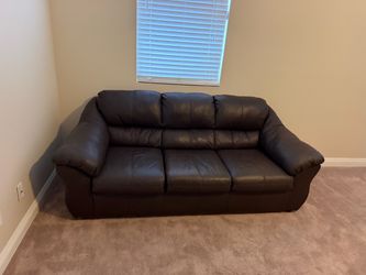 Dark Brown Leather 3-Seat Sofa