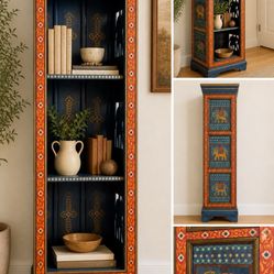 Hand Painted, Hand Carved Bookshelf