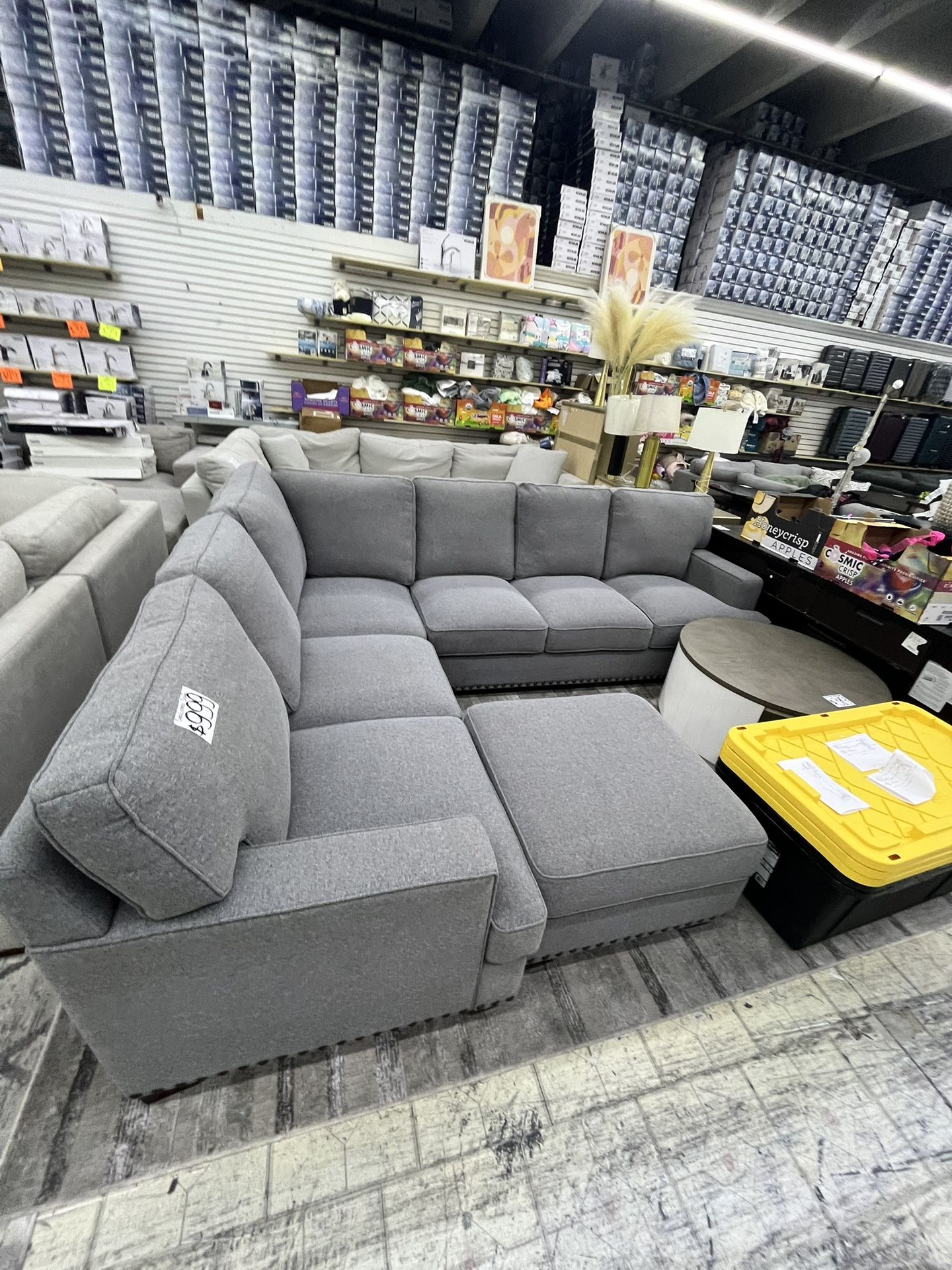Big Gray Fabric Couch & Ottoman