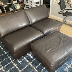 LEATHER COUCH w/ OTTOMAN  3 PIECE KIVIK IKEA