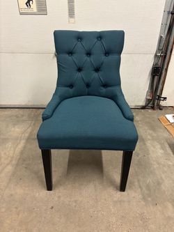 Blue Nailhead Armless Accent Chair