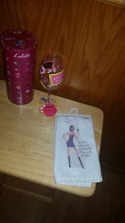 Lolita wine glass and wine towel
