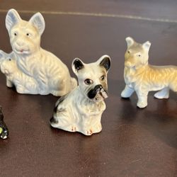 Miniature Dog Porcelain & Marble Figurines 