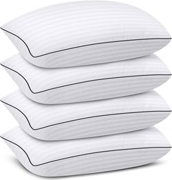 HYLEORY Bed Pillows King Size Set of 4 - Cooling Hotel Collection Pillows, Fluffy Down Alternative Filled Firm Sleeping Pillow for Side/Back/Stomach S