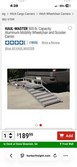 HAUL-MASTER 500 lb. Capacity Aluminum Mobility Wheelchair and Scooter Carrier