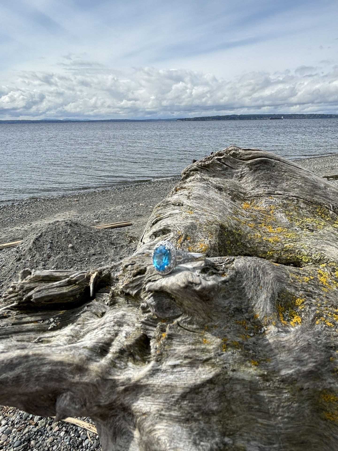 14k Glacier Blue Topaz & Diamond Ring