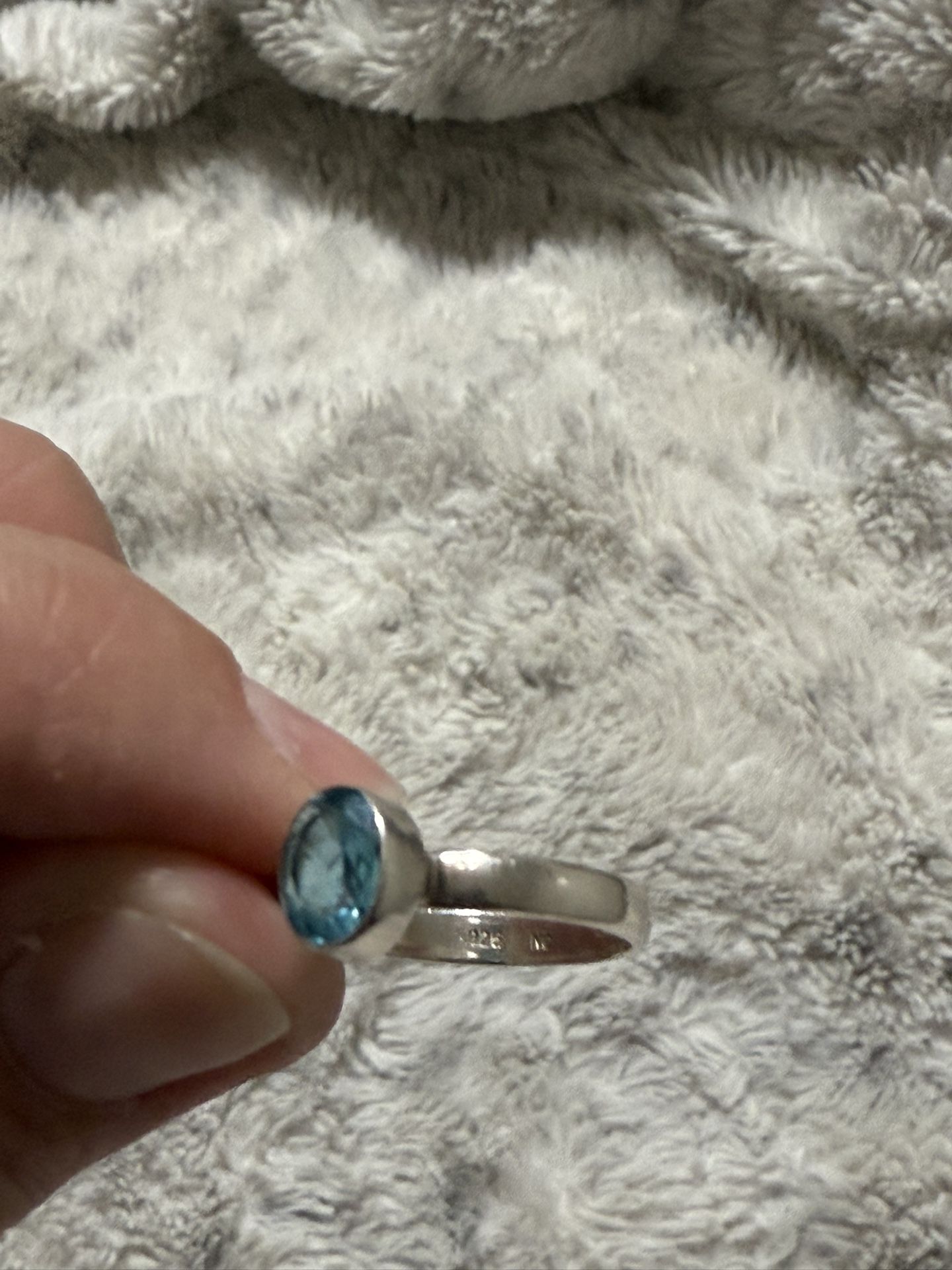 Aquamarine Crystal Sterling Silver Ring 925 Size 8.5