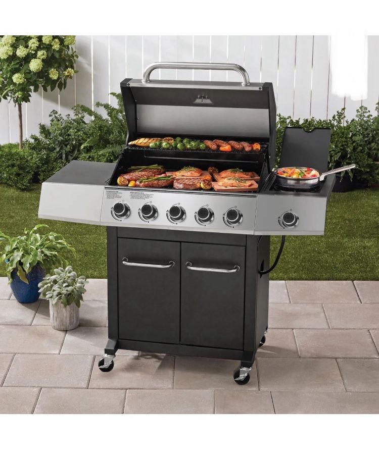 Grill 5 Burner Propane Gas Grill with Side Burner, New in Box