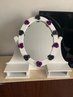 Decorative Vanity Mirror with Flower Accents