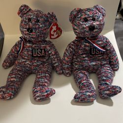 TY USA Beanie Babies (2) - Excellent Condition