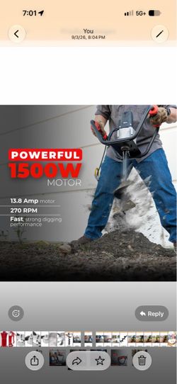 XtremepowerUS 1500W Electric Post Hole Digger Earth Auger with Reverse Function Dig Hole Fence Post Hole Digging, Tree Planting Include 6" Digging Aug