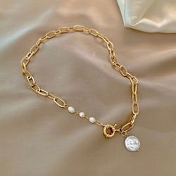 New Chain Necklace With Pearl Pendant 