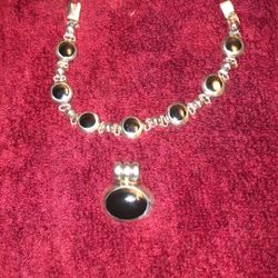 Vintage, 925 & Black onyx bracelet, and pendant for necklace