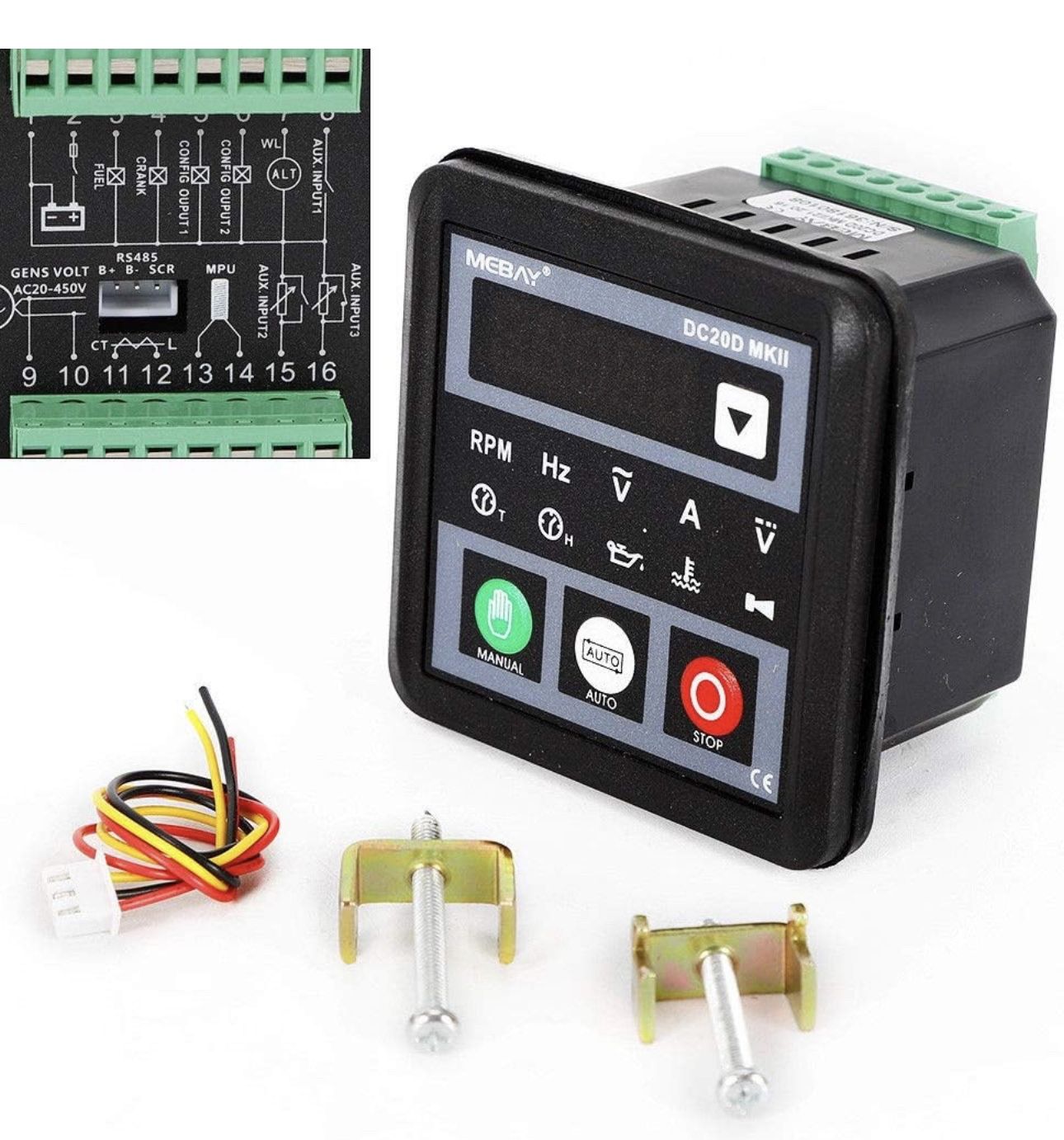 DC20D MKII Genset Controller, Electronic Generator Controller LED Display RS485 Port Used for Diesel Engine or Generator