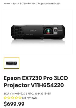 Epson ex7230 pro projector WXGA 3LCD 3,000 lumens