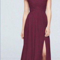 Davids Bridal- Criss Cross Off The Shoulder  Size 2