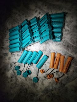 Cold Wave Perm Rods Set for Natural Hair - Teal & Orange Hair Rollers