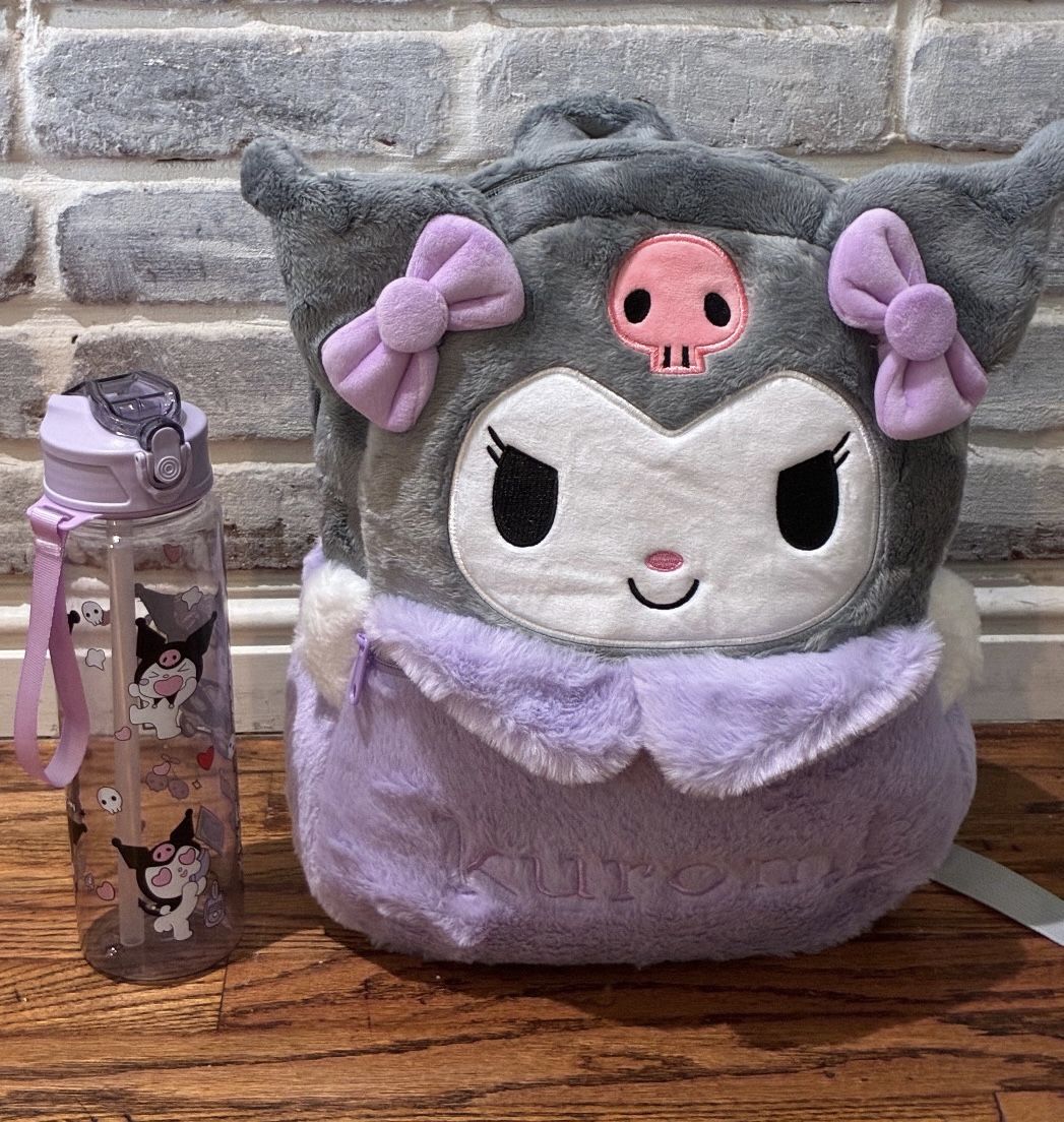 Kuromi Backpack With Water Bottle