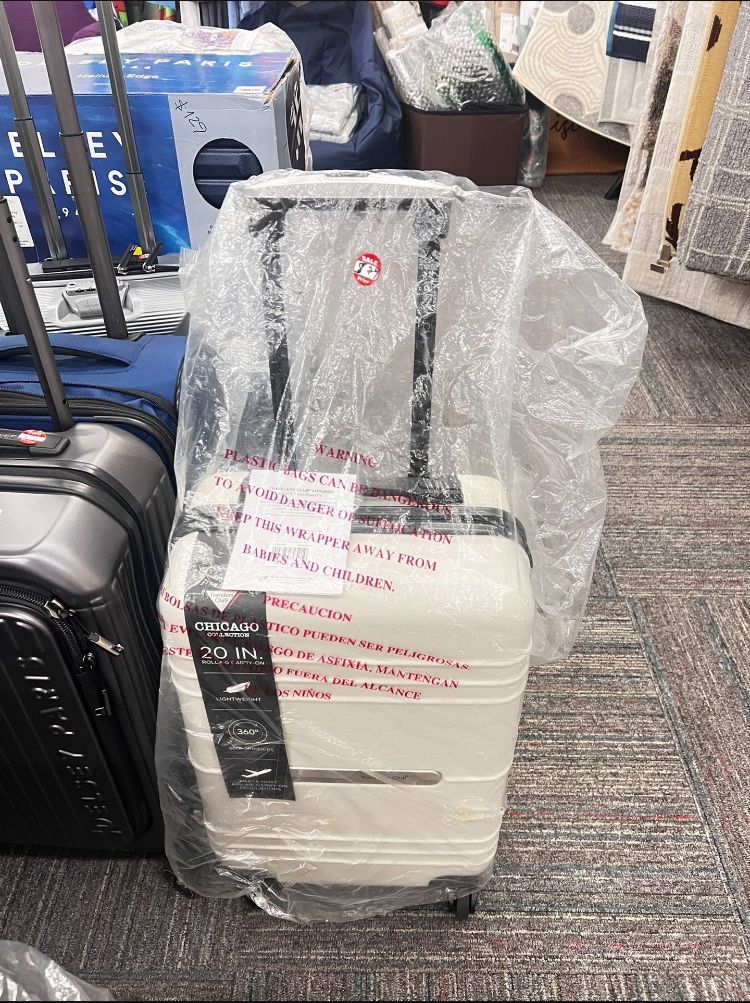 Hard-side 20" Rolling Carry-on Luggage - Bone White, New