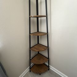 5 Tier Wood And Metal Corner Shelf