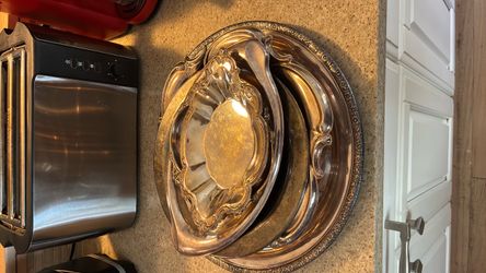 Silver-Plate Serving Trays Set of 3