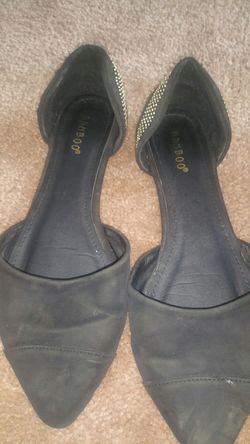 Black suede womens flats $5