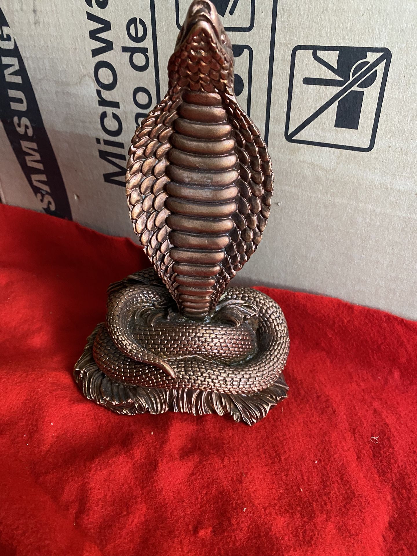 9.5 inch Copper Plated Alabaster Greek Snake Statue Imported From Greece (2 available)