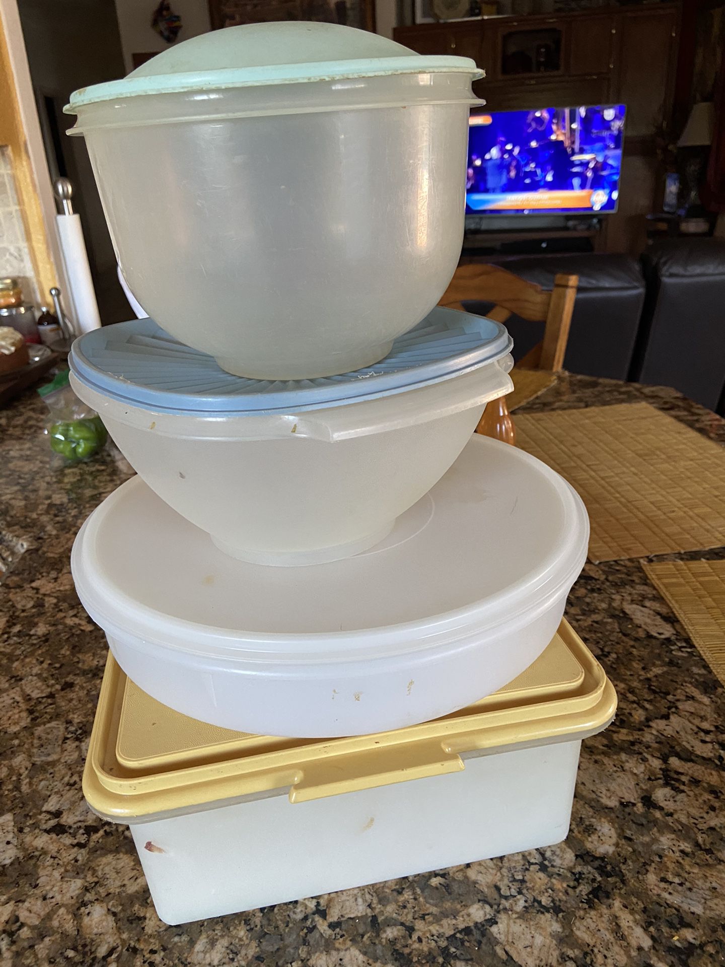 4 Used Tupperware storage containers