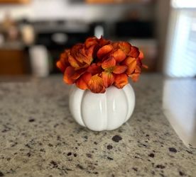 Fall ceramic pumpkin floral decor
