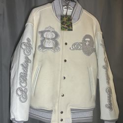 BAPE CAMO MULTI LOGO WOOL VARSITY JACKET