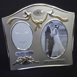 Juliana Two Tone Silver Plated Wedding 50th Anniversary Photo Frame