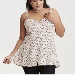 Torrid Cream Floral Camo Tank Size 3x