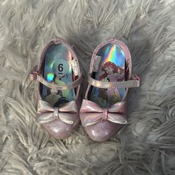 Toddler Pink Glitter heel Shoes with Bow size 6