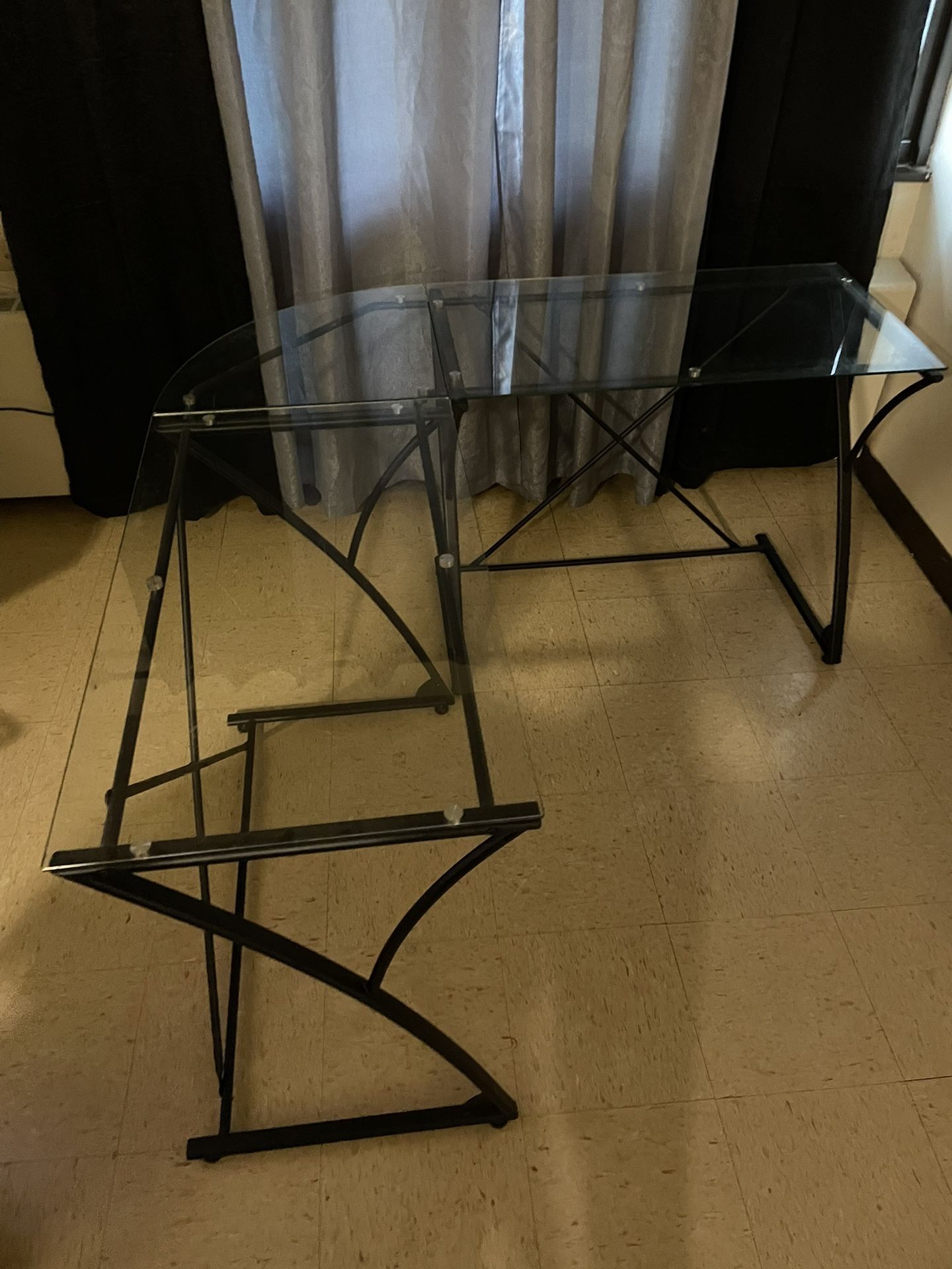 Desk L Shaped Glass
