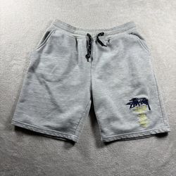 Stussy Men’s L Gray Shorts Logo Fleece World Tour New York Paris Y2K #1771