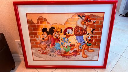 Disney Vintage Poster custom framed . Minnie Mouse, Mickey Mouse