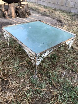 Garden Table Wrought Iron Square With Glass Top