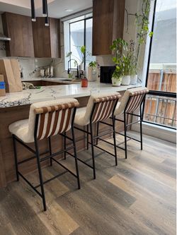 Denver modern inspired counter height stools, free delivery ✅ modern Boucle counter height chairs $225 each!