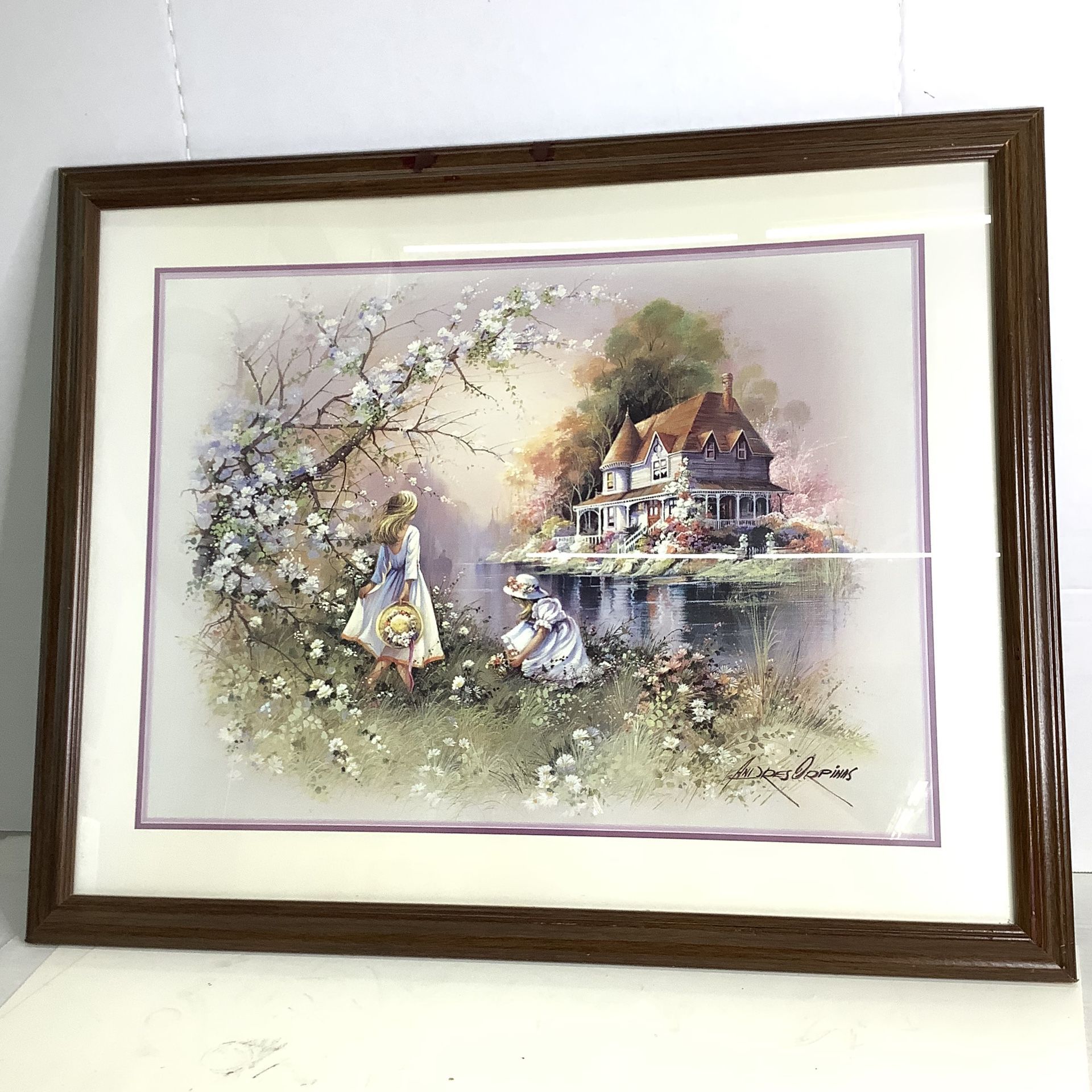 “Picking Flowers” By Andres Orpinas Framed Artwork