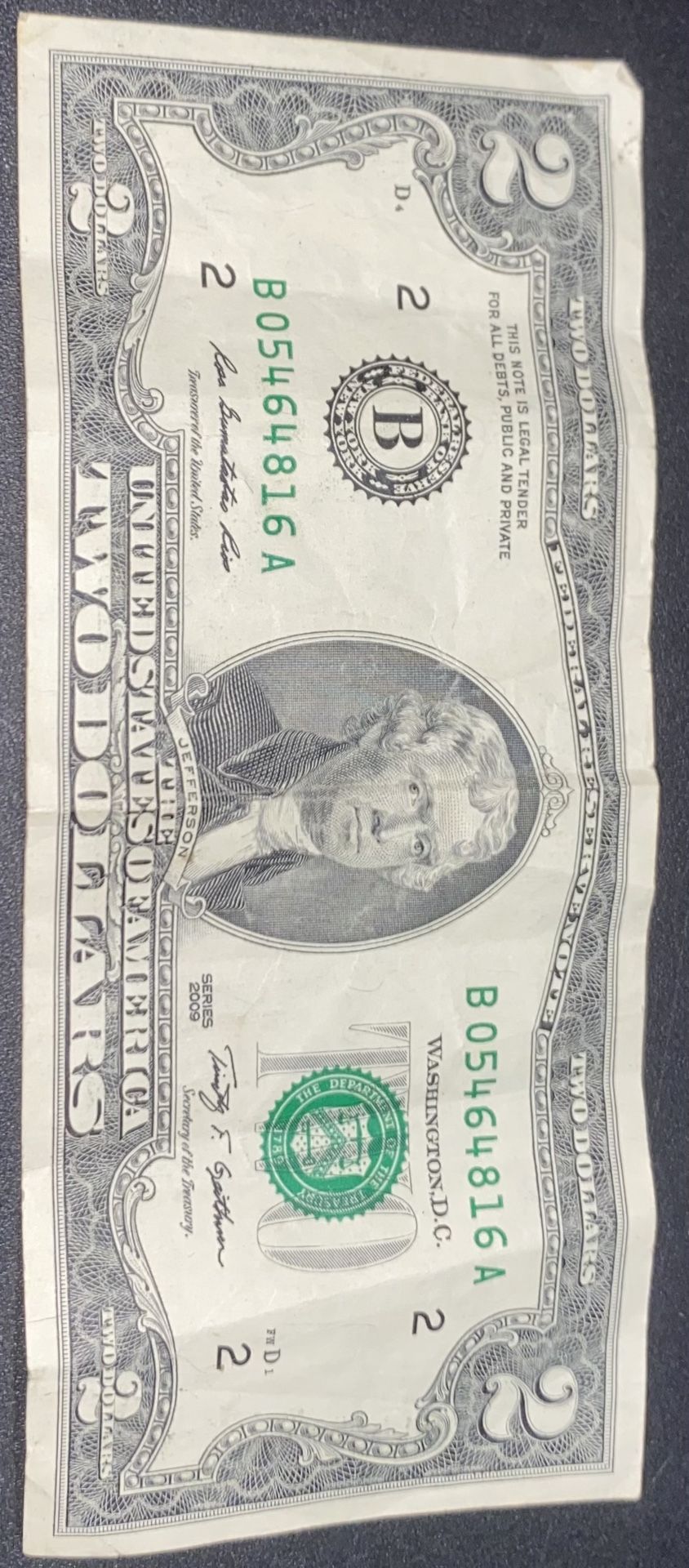Two dollar bill Series 2009