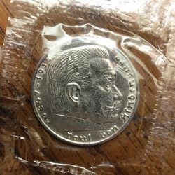 1938 5 Reichsmarks and postage stamp