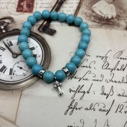 Chrome Hearts bracelet in turquoise beads and silver