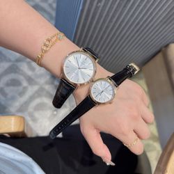 Omega black classic luxury quartz movement wristwatch