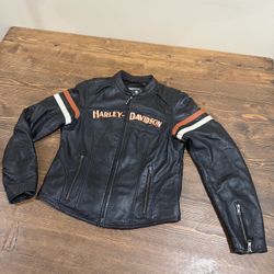 Harley-Davidson Women’s Leather Riding Jacket Small S Big Back Logo Genuine 