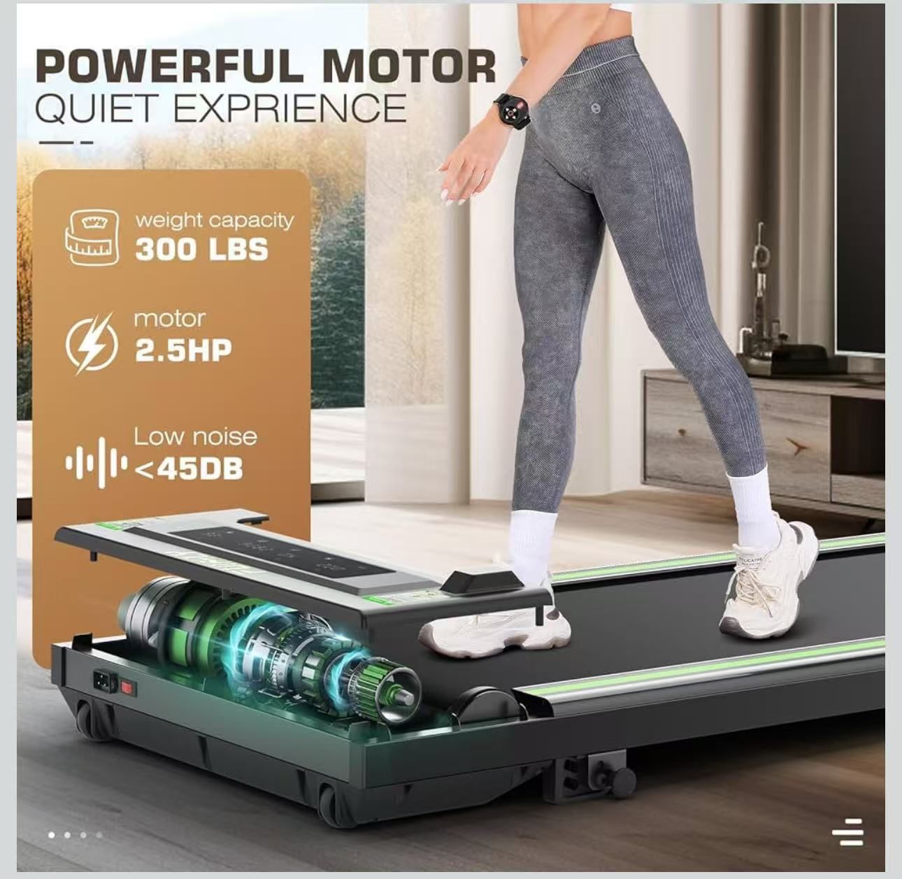 FUNMILY Walking Pad Treadmill with 8% Incline, Under Desk